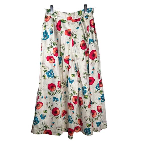 Talbots 4 Floral Tropical Culottes Pants Cotton Office Coastal Summer - Picture 1 of 7